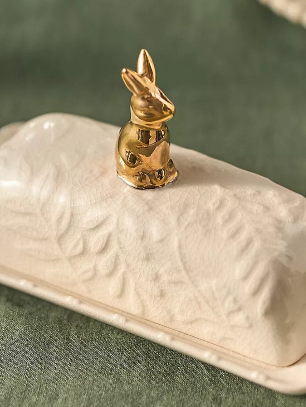 Anthropologie Bunny Stoneware Butter Dish